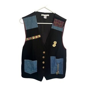 Vintage Patchwork Denim Vest | Boho 90s Eclectic Layer